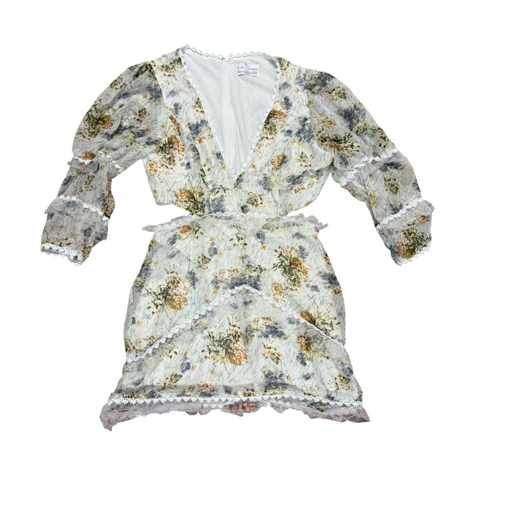 Seven Wonders Floral Cutout Lace Trim Mini Dress Women's Size 10‎